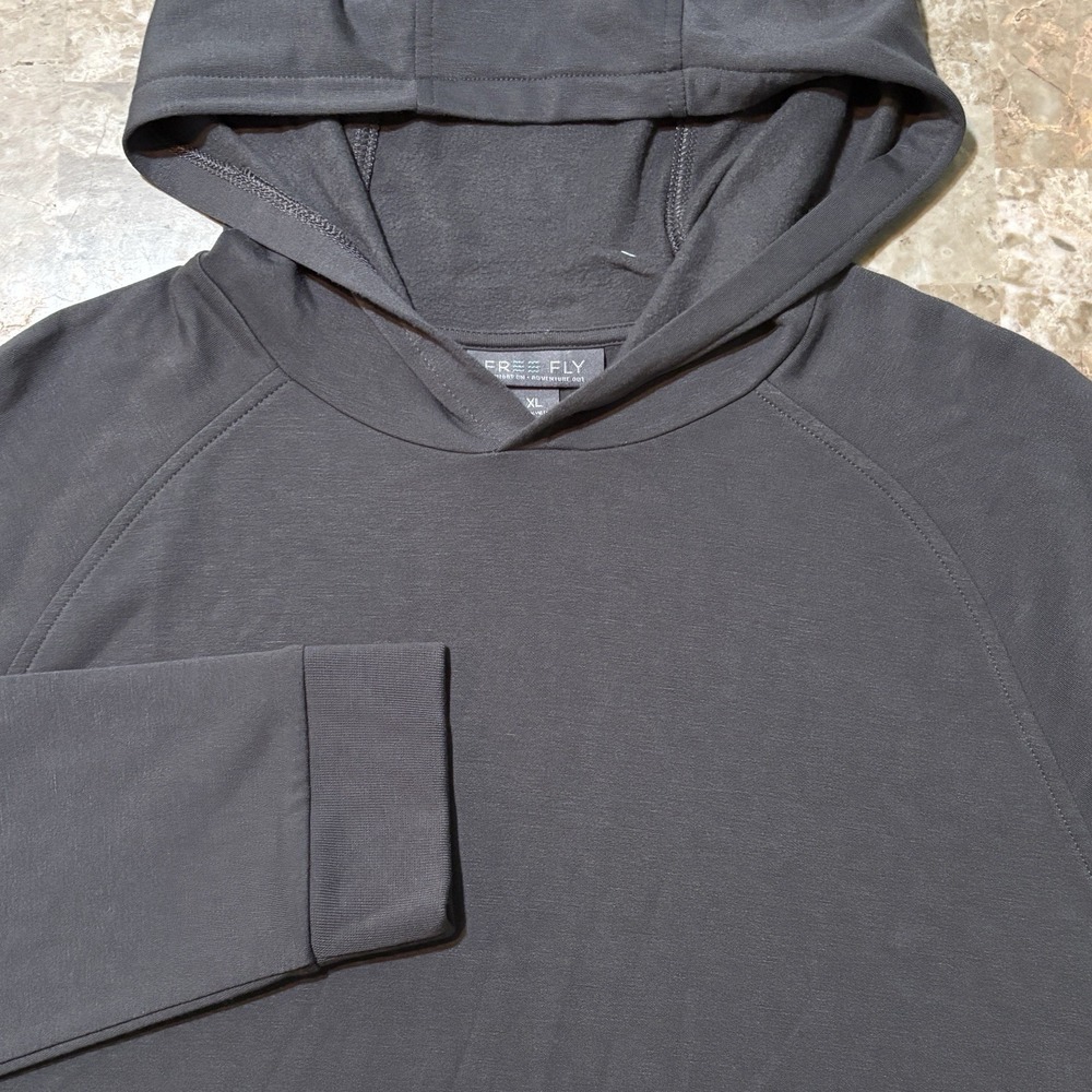 Free Fly Hoodie Mens XL Grey Lightweight Bamboo Fleece Fishing Hiking 4560